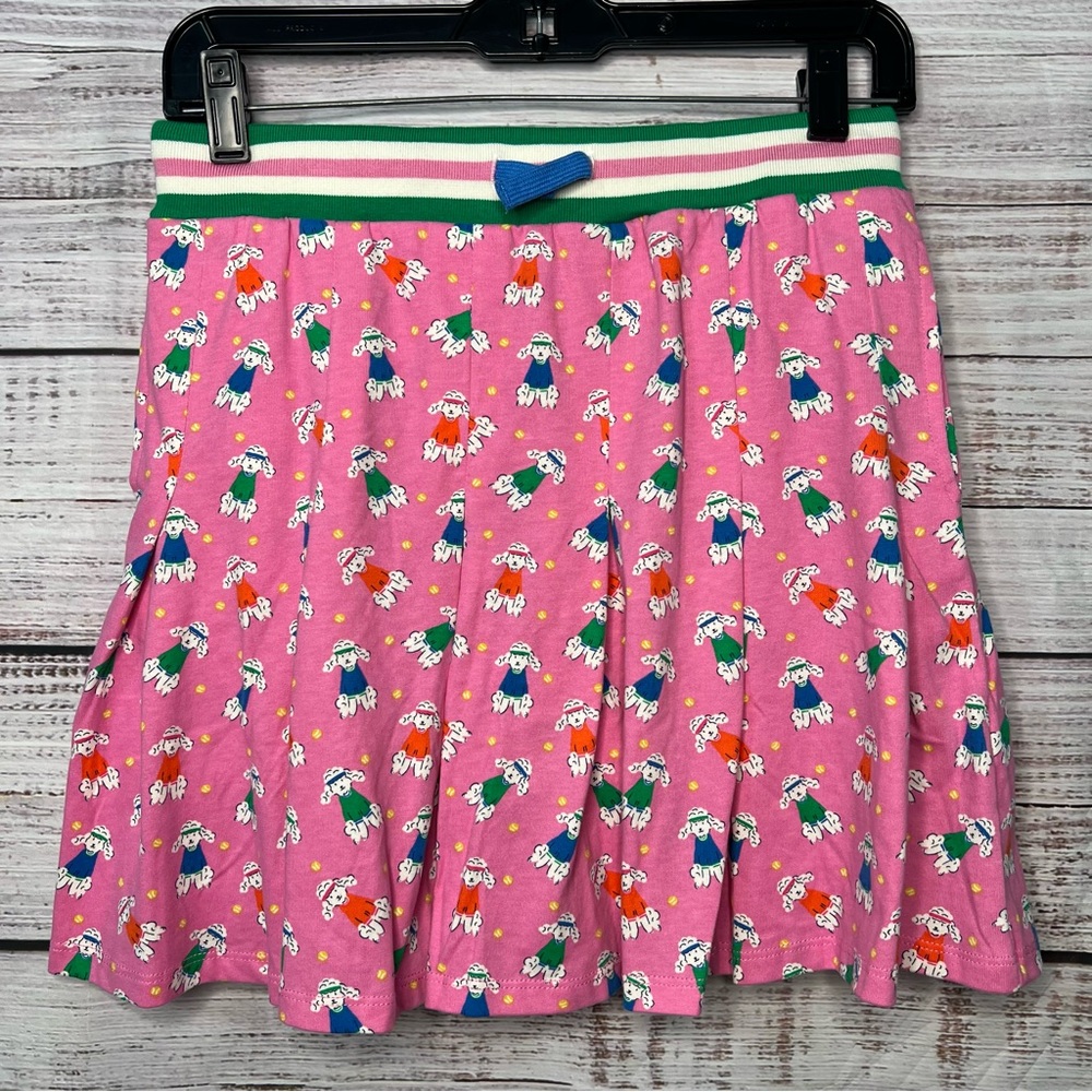 Mini Boden 13-14Y Pleated Jersey Skirt Fun Poodles Tennis Dogs Pink Skort‎  NEW